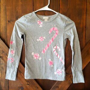 Girls holiday festive top shirt candy glitter 7 Christmas